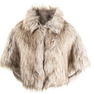 Unreal Faux Fur Nort Cape - Cream and Gray